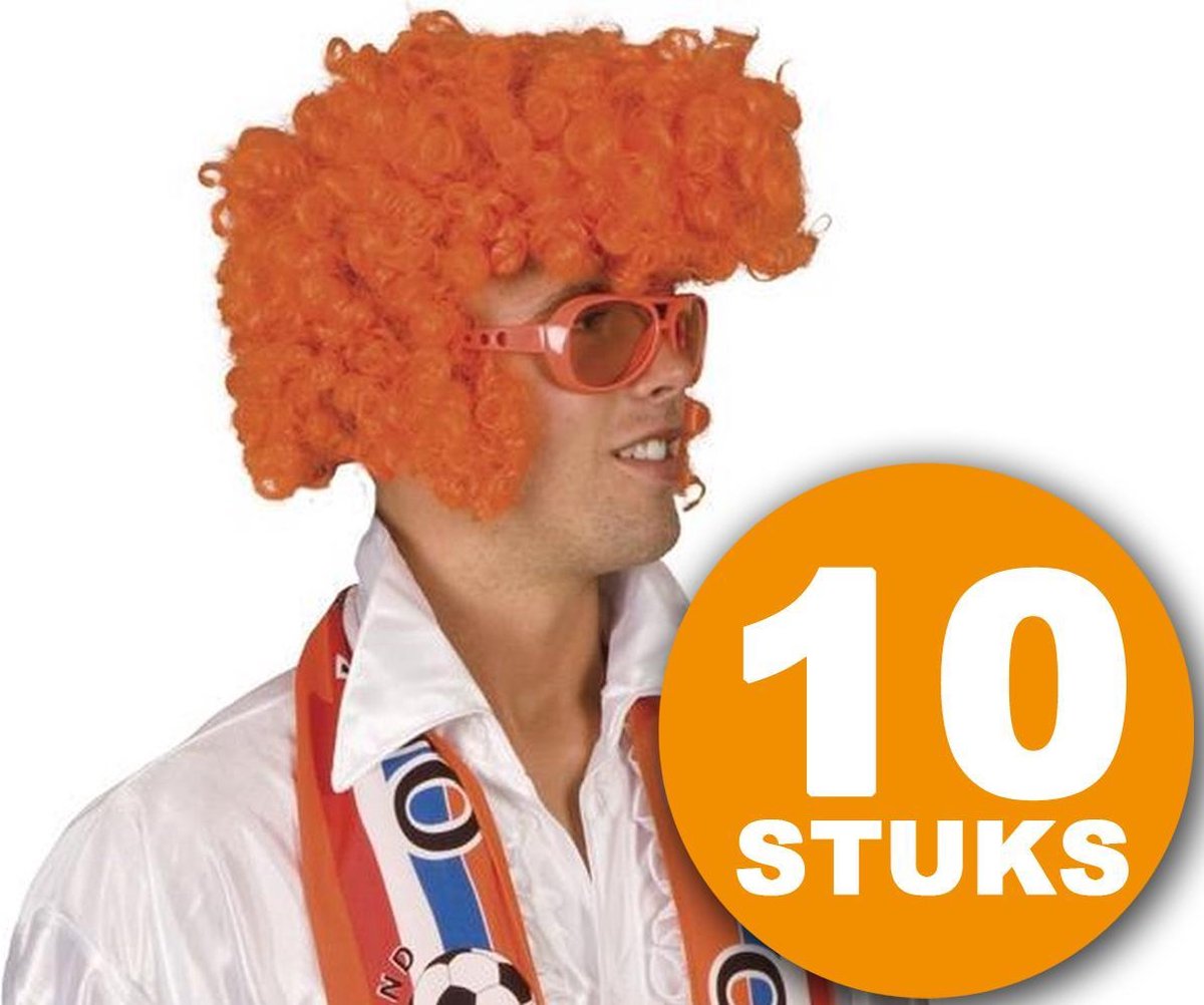 Oranje Pruik | 10 stuks Oranje Feestpruik 